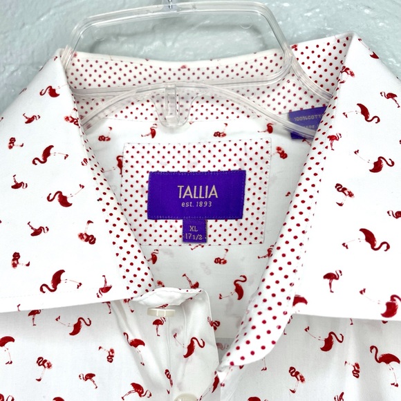 TALLIA Men’s Flamingo Patterned Button Down - Picture 2 of 5